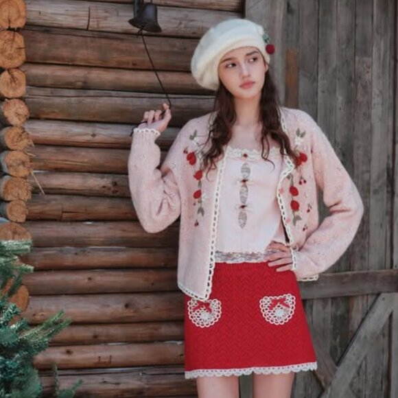 Lacemade Strawberry Cottagecore Sweater - Picture 2 of 6